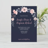 Roze Bloemendruppel Bruiloft | Kaart (Staand voorkant)