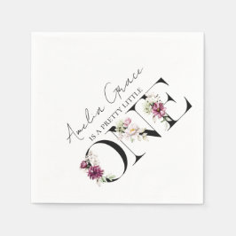 roze bloemenéén baby meisje's eerste verjaardag servet