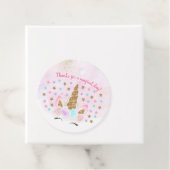 Roze bloemeneenhoorn magische verjaardag bedankjes labels (In situ)