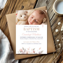Roze bloemenelegantie met foto en kruisdoop