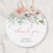 Roze bloemeneucalyptus baby meisje douche dank u bedankjes labels (Voorkant)