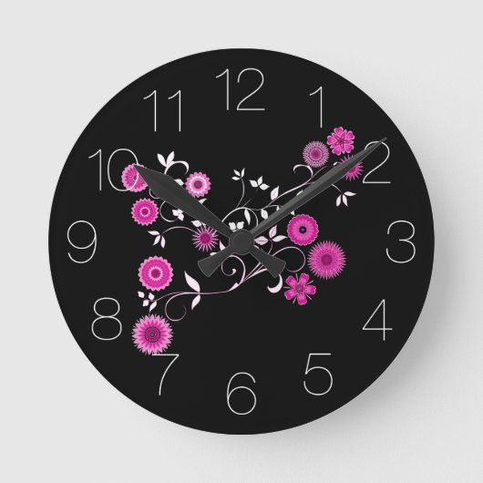 Roze BloemenExplosie Ronde Klok (Voorkant)