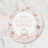Roze Bloemenfee Verjaardag Bedankjes Labels (Voorkant)