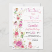 Roze Bloemenfee Verjaardag Kaart (Voorkant)