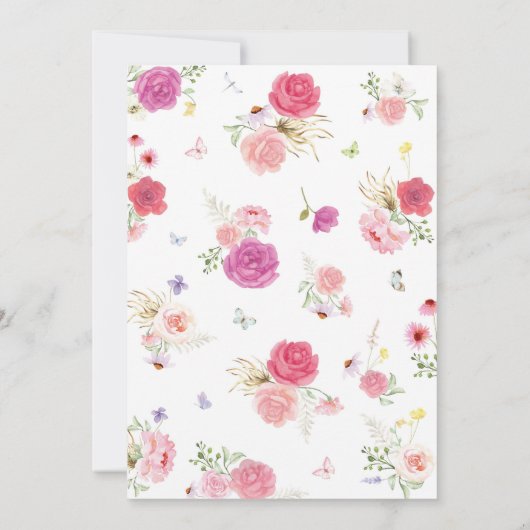 Roze Bloemenfee Verjaardag Kaart (Achterkant)