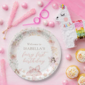 Roze Bloemenfee Verjaardag Papieren Bordje (Feest)