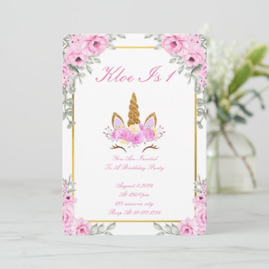 ROZE BLOEMENFEEËN VERJAARDAGSUITNODIGING KAART (Staand voorkant)