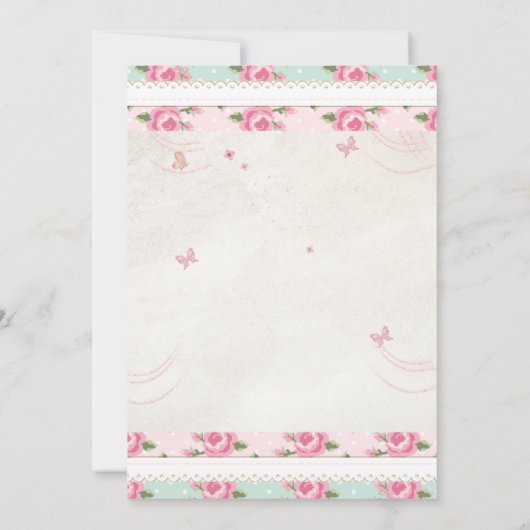 Roze Bloemenfeest Liefde Shack Fancy Uitnodiging (Achterkant)