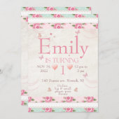 Roze Bloemenfeest Liefde Shack Fancy Uitnodiging (Voorkant / Achterkant)