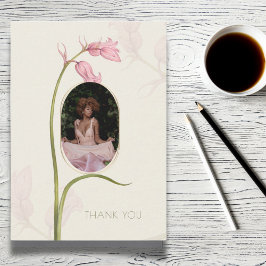 Roze Bloemenfoto Begrafenissympathie Dank u kaart Notitiekaartje