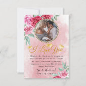 Roze bloemenfoto-echtgenote jubileumkaart bedankkaart (Voorkant)