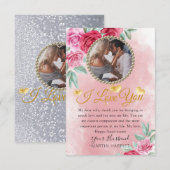 Roze bloemenfoto-echtgenote jubileumkaart bedankkaart (Voorkant / Achterkant)