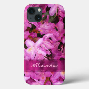  roze bloemenfoto gepersonaliseerd iPhone 13 hoesje