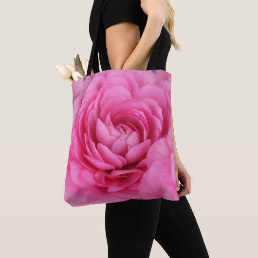Roze Bloemenfoto Monogram Tas (Dichtbij)