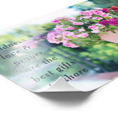 Roze Bloemenfotografie Vriendelijkheid Quote Foto Afdruk (Hoek)