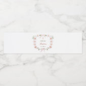 Roze bloemenframe Doop Waterfles Etiket (Enkel label)