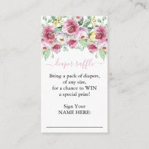 Roze bloemengar baby shower luier raffle