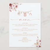 Roze bloemengardern baby shower menu (Voorkant)