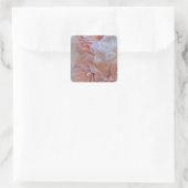 Roze bloemengarnering vierkante sticker (Tas)