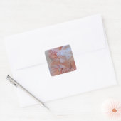 Roze bloemengarnering vierkante sticker (Envelop)