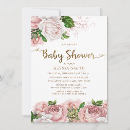 Roze bloemengarnietabel voor babyshower van babyme kaart