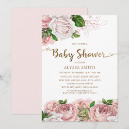 Roze bloemengarnietabel voor babyshower van babyme kaart
