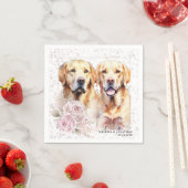  roze bloemengele labrador hondenbruiloft servet (Insitu)