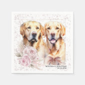  roze bloemengele labrador hondenbruiloft servet (Voorkant)