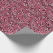 Roze bloemengereedschap reliëfleder western cadeaupapier (Hoek)