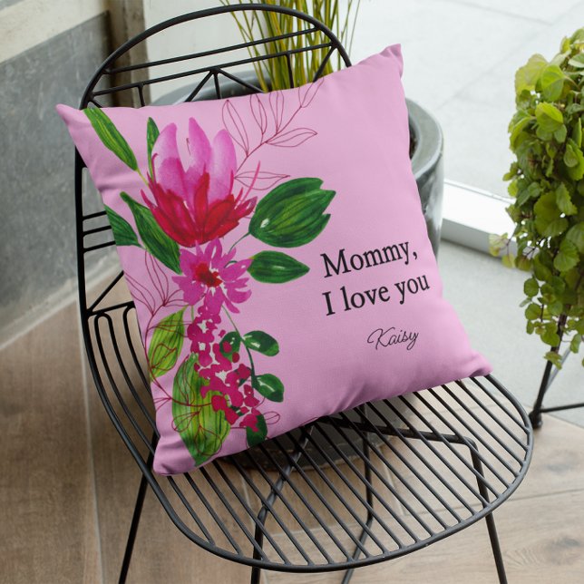 Roze bloemengeschenk voor moeder kussensloop kussen (Creator heeft geüpload)