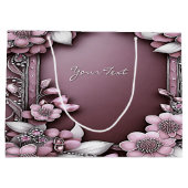 Roze bloemengeschenkzak groot cadeauzakje (Achterkant)
