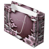 Roze bloemengeschenkzak groot cadeauzakje (Voorkant Gekanteld)
