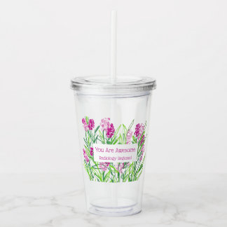 Roze bloemengestalte gepersonaliseerde "Je bent ge Acryl Drinkbeker