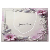 Roze bloemengestel geschenkzak groot cadeauzakje (Voorkant)