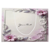 Roze bloemengestel geschenkzak groot cadeauzakje (Achterkant)