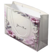 Roze bloemengestel geschenkzak groot cadeauzakje (Achterkant Gekanteld)