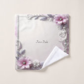 Roze bloemengestelthedoekenset bad handdoek (Wasdoekje)