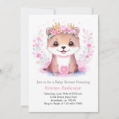 Roze Bloemengirlanden Otter Meisje Baby Shower Kaart (Voorkant)
