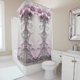 Roze bloemengordijn voor de douche douchegordijn