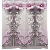 Roze bloemengordijn voor de douche douchegordijn (Voorkant)