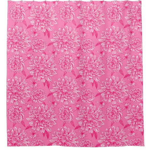 Roze bloemengordijn voor de douche douchegordijn (Voorkant)