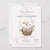 Roze bloemengosling baby shower | kaart (Voorkant)