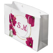 Roze bloemengoud cirkel cadeautas (Achterkant Gekanteld)