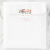 Roze bloemengoud confetti Doop dank u voor uw guns Vierkante Sticker (Tas)