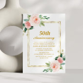 Roze Bloemengoud lijst 50ste verjaardag bruiloft Kaart