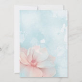 Roze bloemengoud lijst blauw waterverf Bruiloft Kaart (Achterkant)