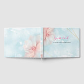 Roze bloemengoud lijst blauw waterverf gast gastenboek (Volledig)
