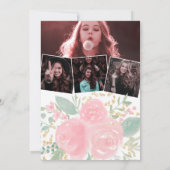 Roze bloemengoud lijst foto's virtueel Afstuderen Kaart (Achterkant)