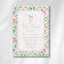 Roze bloemengoud lint baby shower