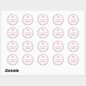 Roze Bloemengraad Ronde Sticker (Vel)